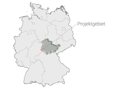 Karte mit Projektgebiet: Lage in Deutschlands Mitte